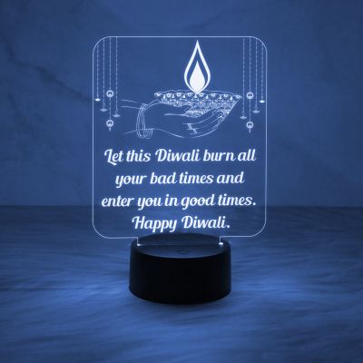 Engraved Happy Diwali Desk Table Lamp | Wishing Diwali Gift | Automatic Color Changing Light  II